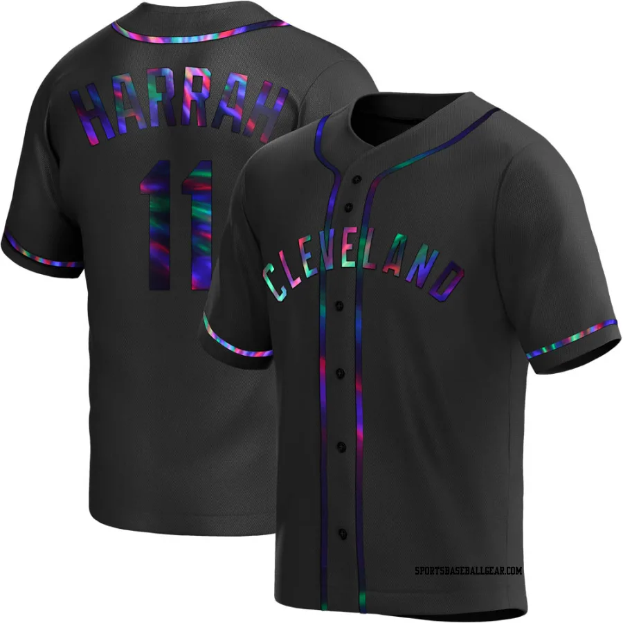 Toby Harrah Men's Cleveland Guardians Black Holographic Replica Alternate Jersey