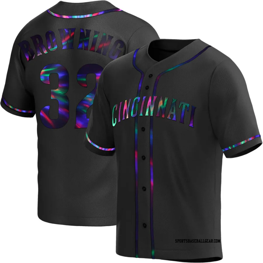Tom Browning Men's Cincinnati Reds Black Holographic Replica Alternate Jersey
