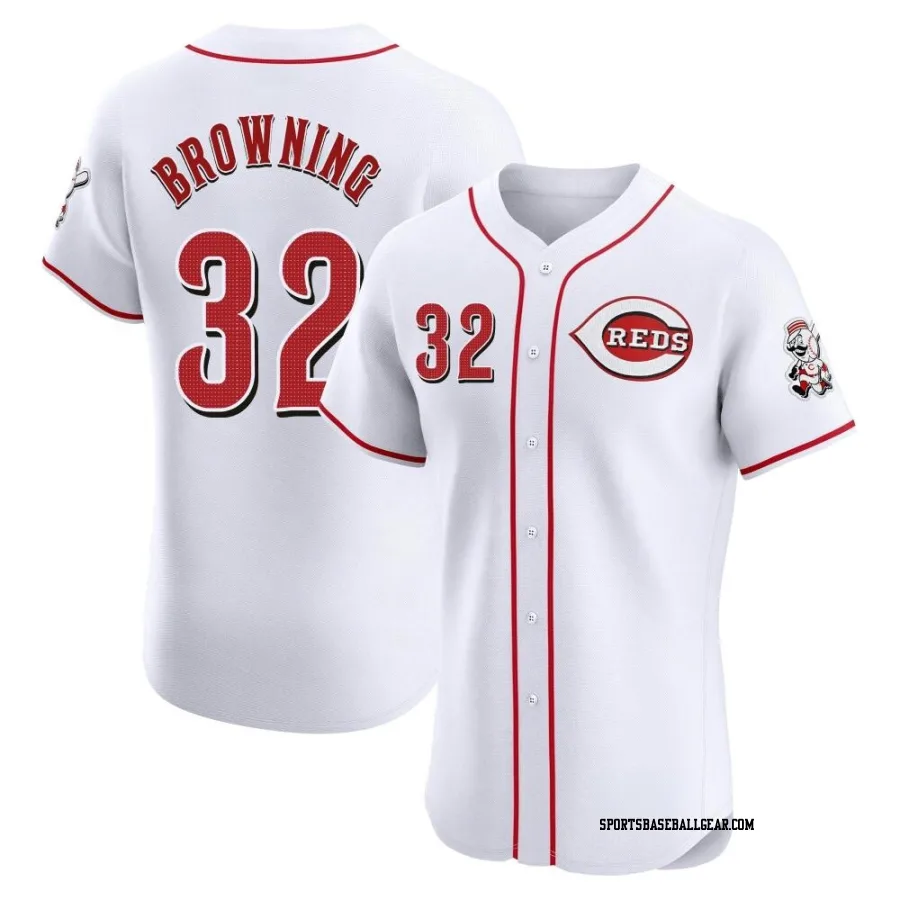 Tom Browning Men's Cincinnati Reds White Elite Home Jersey