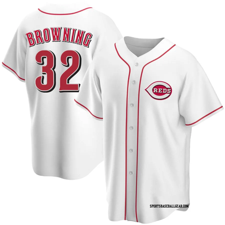 Tom Browning Men's Cincinnati Reds White Replica Home Jersey