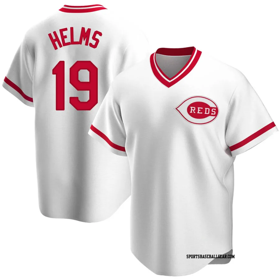 Tommy Helms Men's Cincinnati Reds White Replica Home Cooperstown Collection Jersey