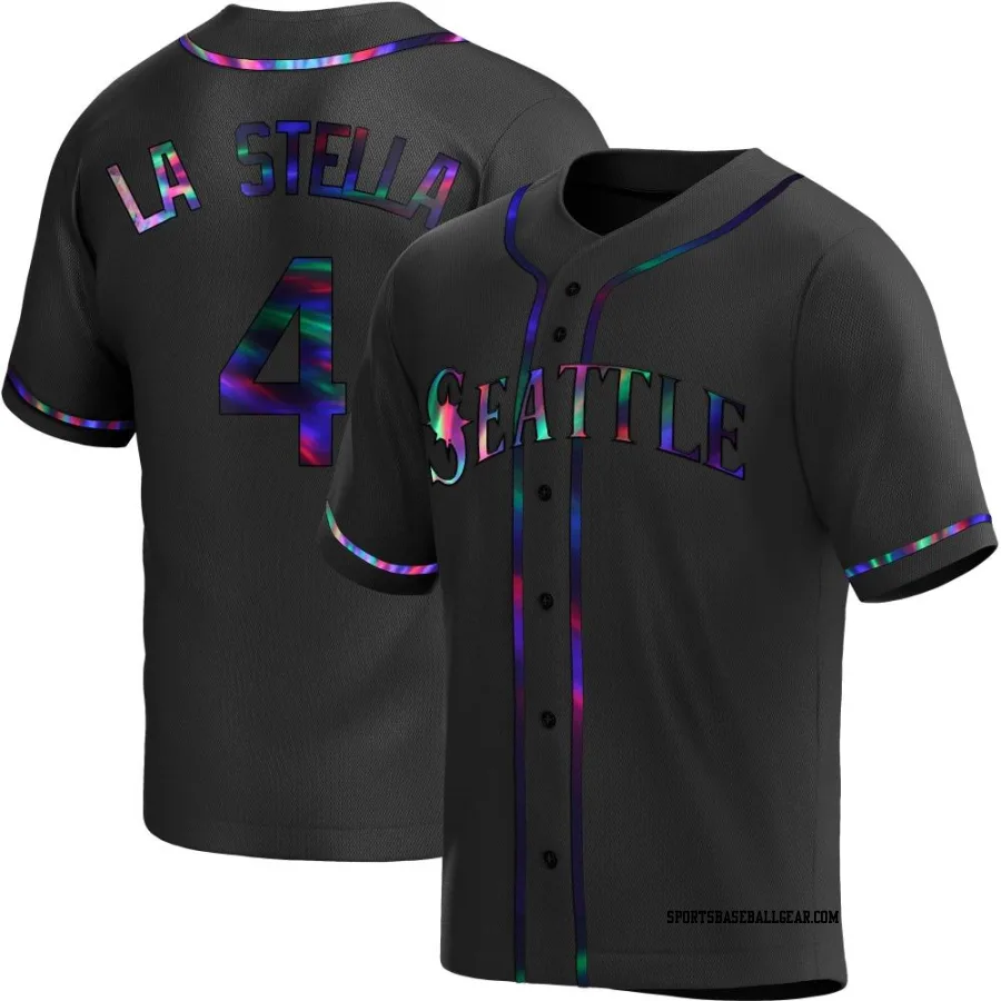Tommy La Stella Men's Seattle Mariners Black Holographic Replica Alternate Jersey