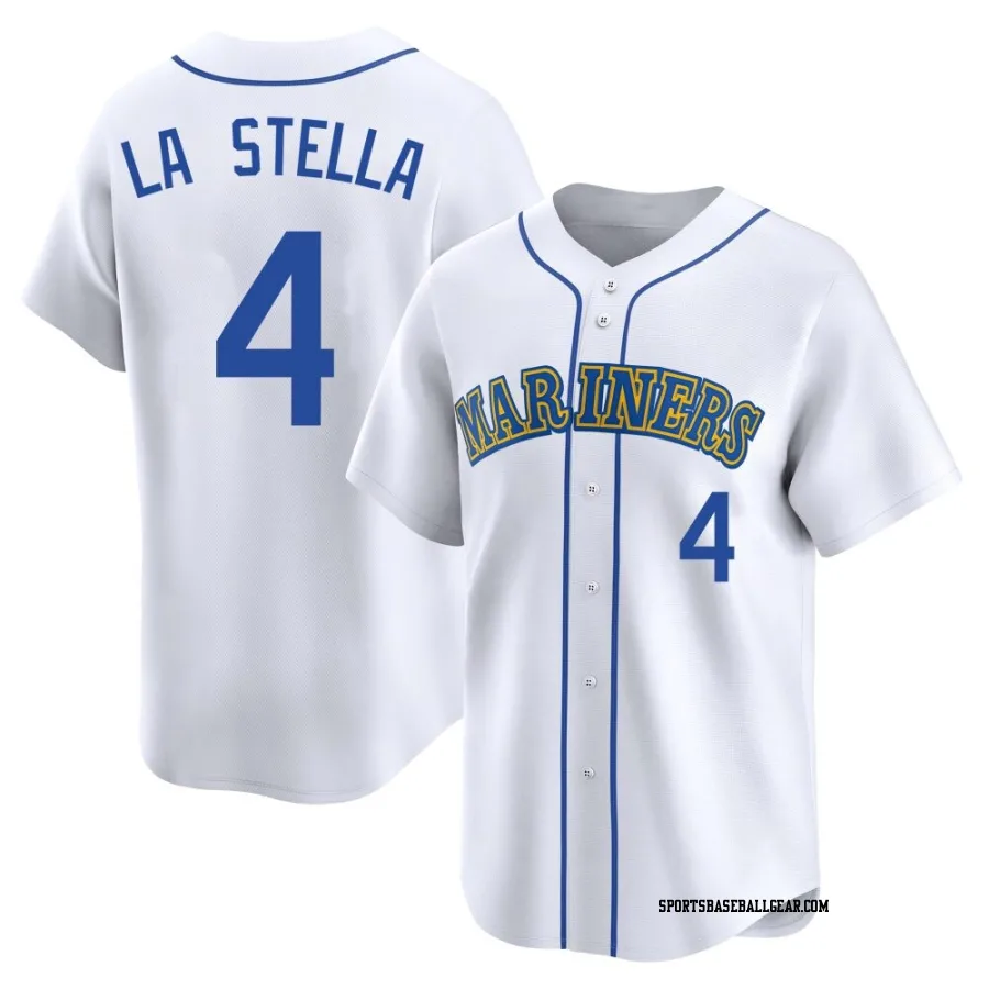 Tommy La Stella Youth Seattle Mariners White Limited Throwback Cooperstown Collection Jersey
