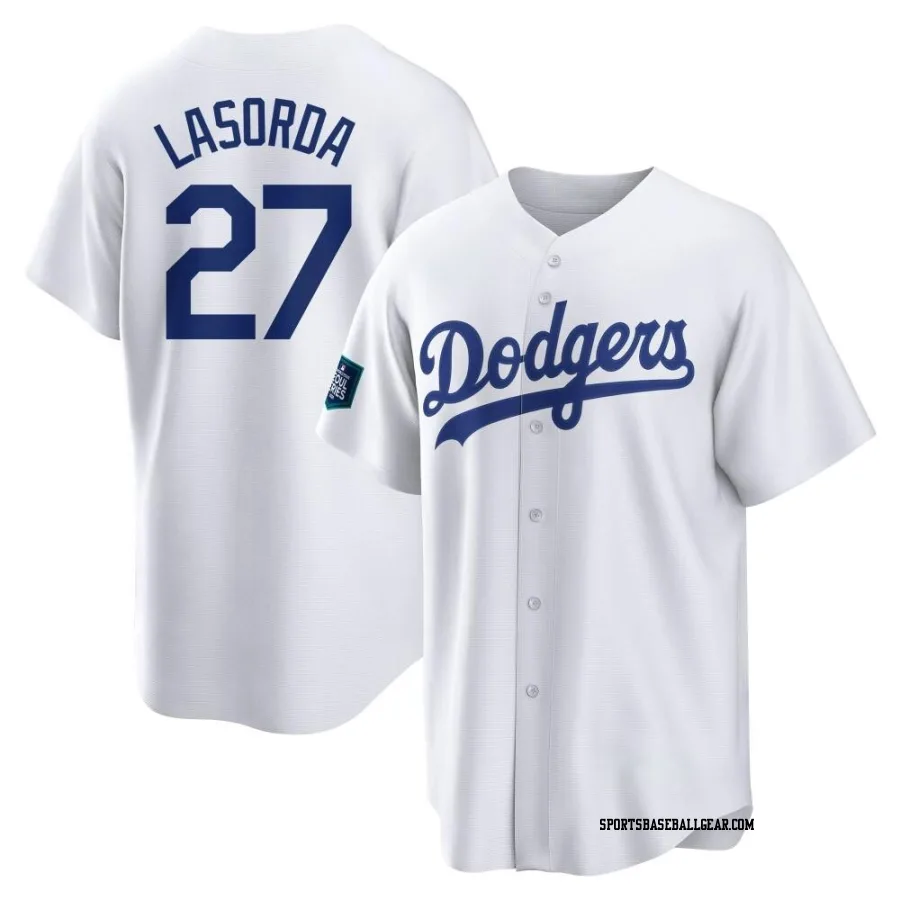 Tommy Lasorda Men's Los Angeles Dodgers White Replica 2024 World Tour Seoul Series Home Jersey