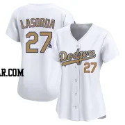 Tommy Lasorda Women's Los Angeles Dodgers Gold Limited White 2025 Collection Jersey