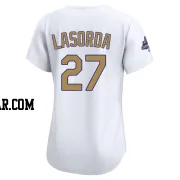 Tommy Lasorda Women's Los Angeles Dodgers Gold Limited White 2025 Collection Jersey