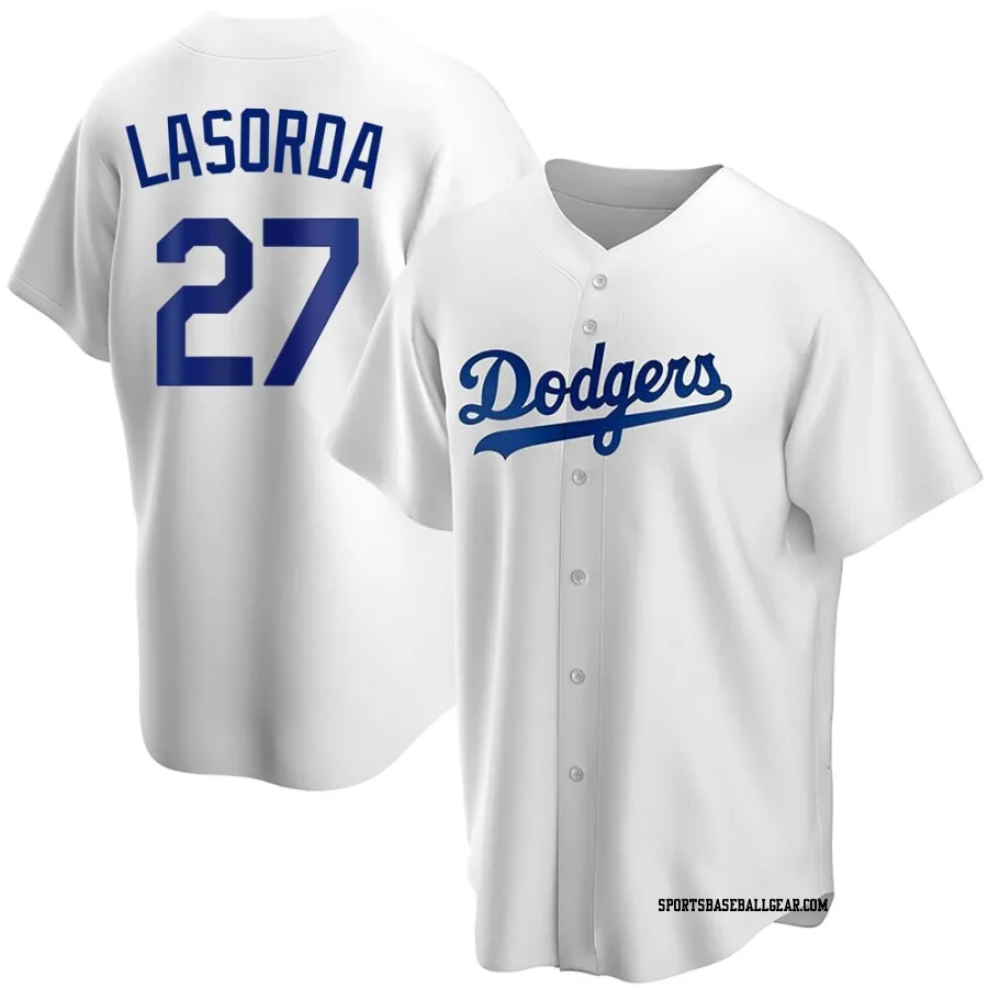 Tommy Lasorda Youth Los Angeles Dodgers White Replica Home Jersey