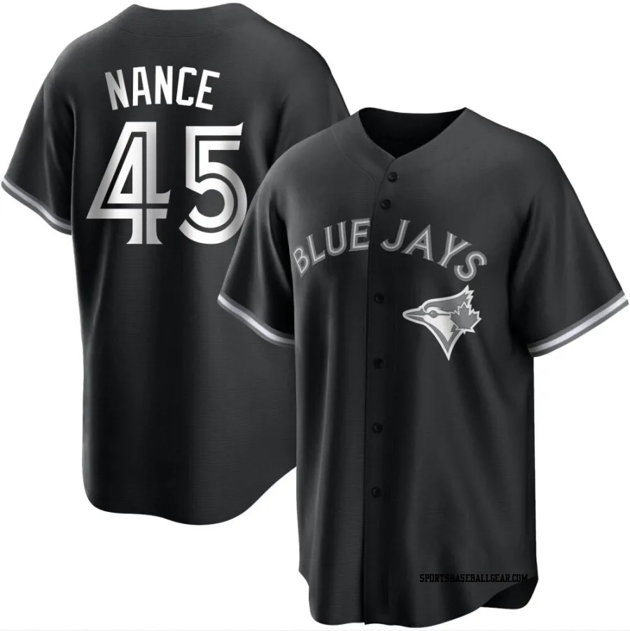 Tommy Nance Men's Toronto Blue Jays Black/White Replica Jersey
