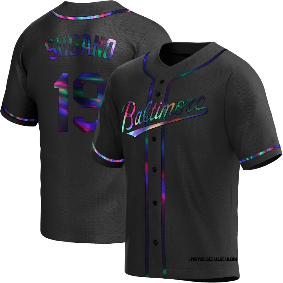 Tomoyuki Sugano Men's Baltimore Orioles Black Holographic Replica Alternate Jersey
