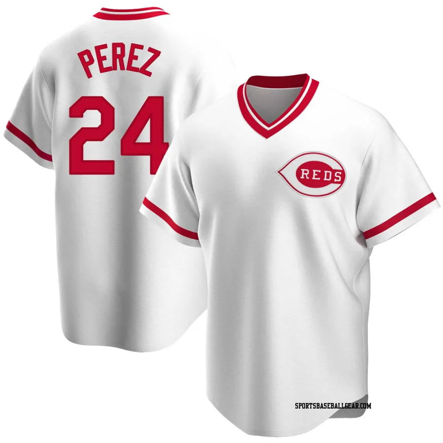 Tony Perez Men's Cincinnati Reds White Replica Home Cooperstown Collection Jersey