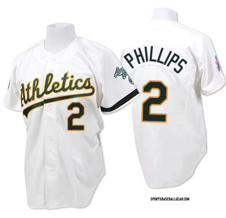 Tony Phillips Men's Oakland Athletics White Replica Throwback Jersey