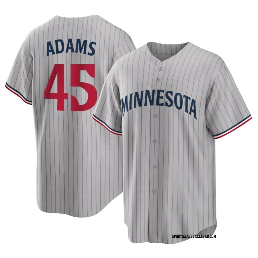 Travis Adams Men's Minnesota Twins Gray Replica Road Jersey