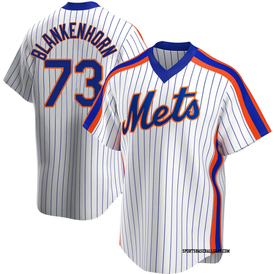 Travis Blankenhorn Men's New York Mets White Replica Home Cooperstown Collection Jersey