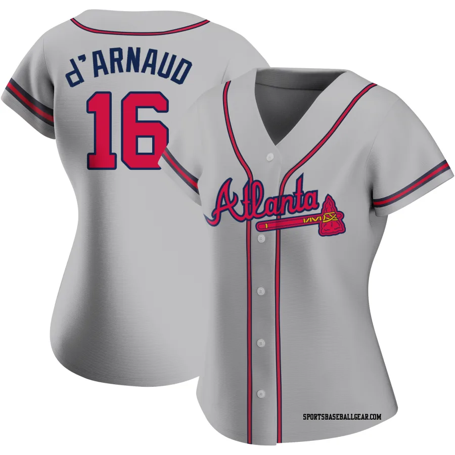 Travis d'Arnaud Women's Atlanta Braves Gray Replica Road Jersey