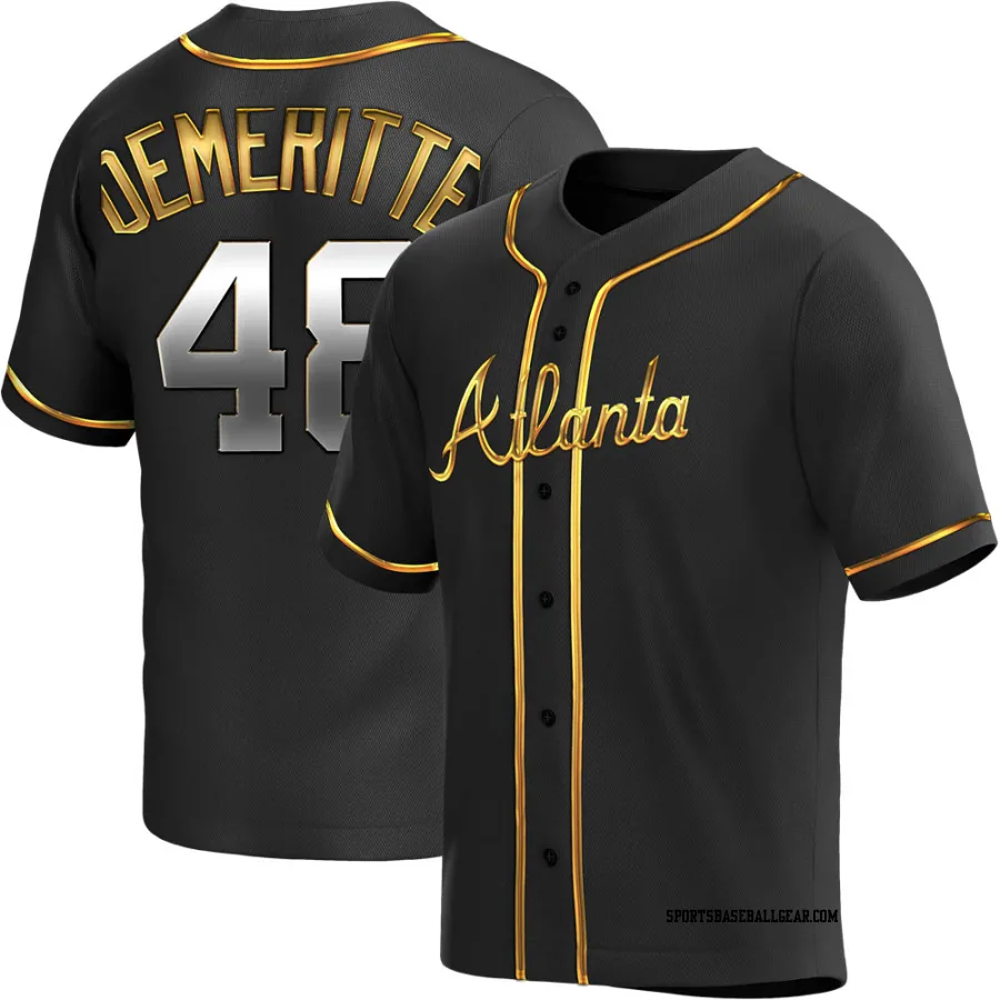 Travis Demeritte Men's Atlanta Braves Black Golden Replica Alternate Jersey