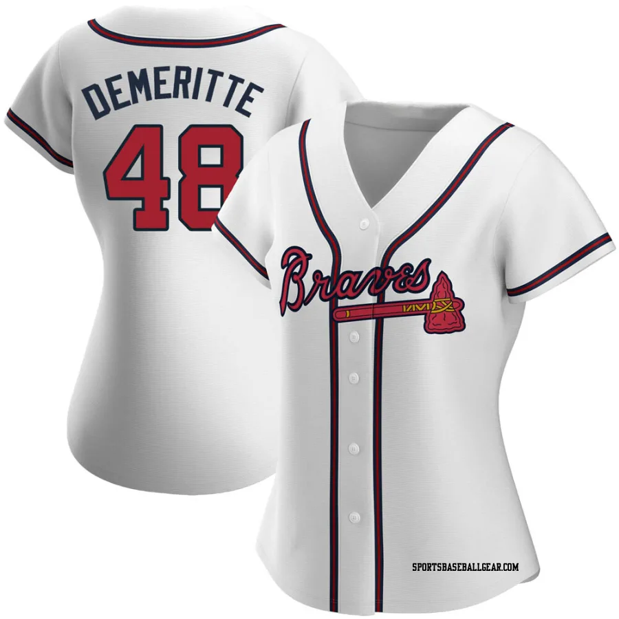 Travis Demeritte Women's Atlanta Braves White Replica Home Jersey