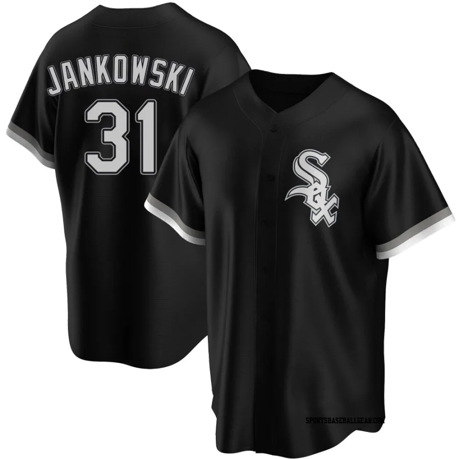 Travis Jankowski Men's Chicago White Sox Black Replica Alternate Jersey