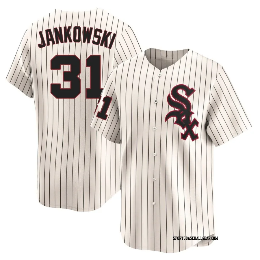 Travis Jankowski Men's Chicago White Sox Cream Limited Throwback Cooperstown Jersey