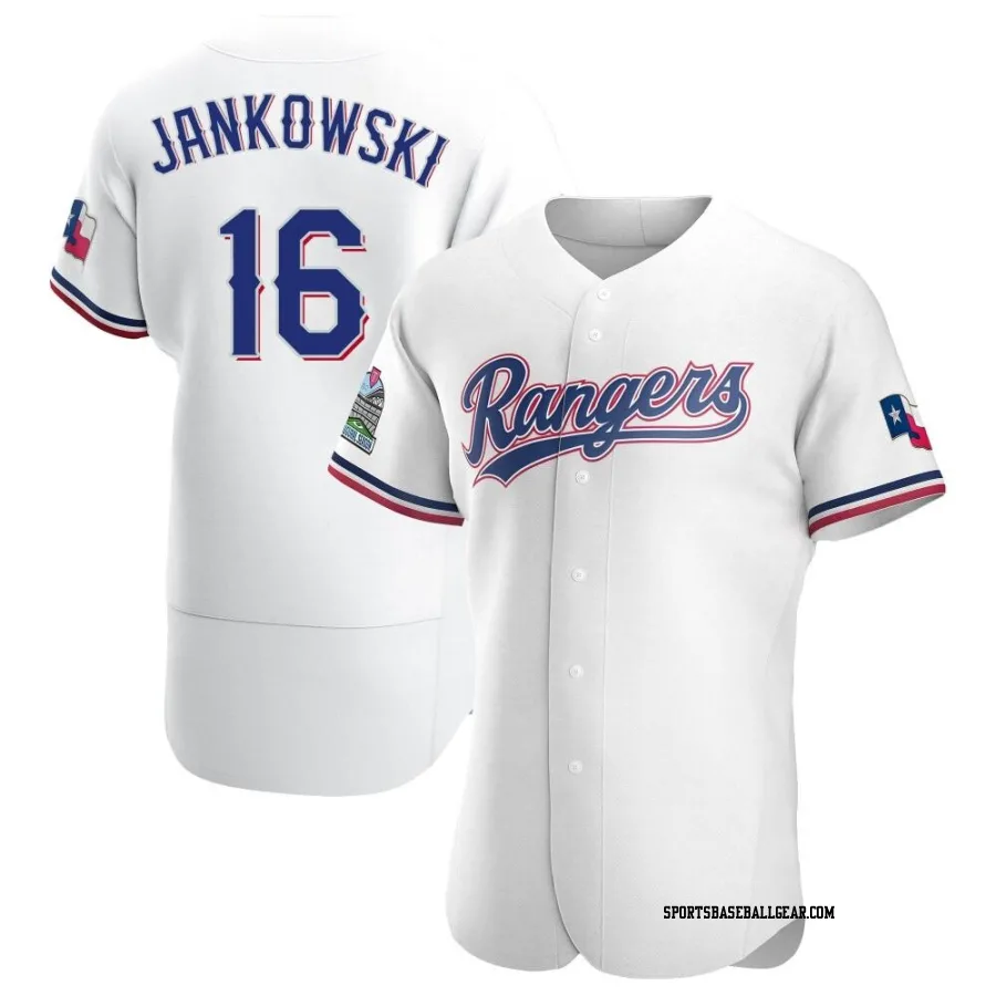 Travis Jankowski Men's Texas Rangers White Authentic Home Jersey