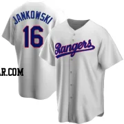Travis Jankowski Men's Texas Rangers White Replica Home Cooperstown Collection Jersey