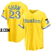 Travis Shaw Men's Boston Red Sox Gold/Light Replica Blue 2021 City Connect Player Jersey