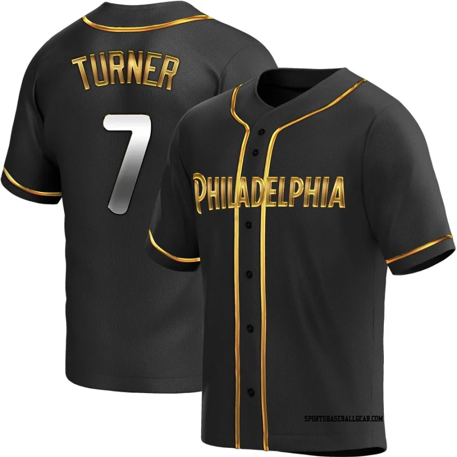 Trea Turner Men's Philadelphia Phillies Black Golden Replica Alternate Jersey