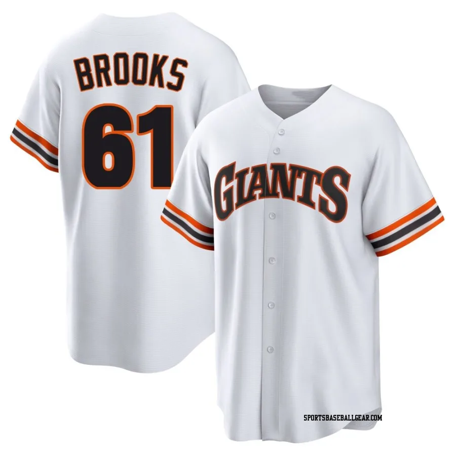 Trenton Brooks Men's San Francisco Giants White Limited Throwback Cooperstown Collection Jersey