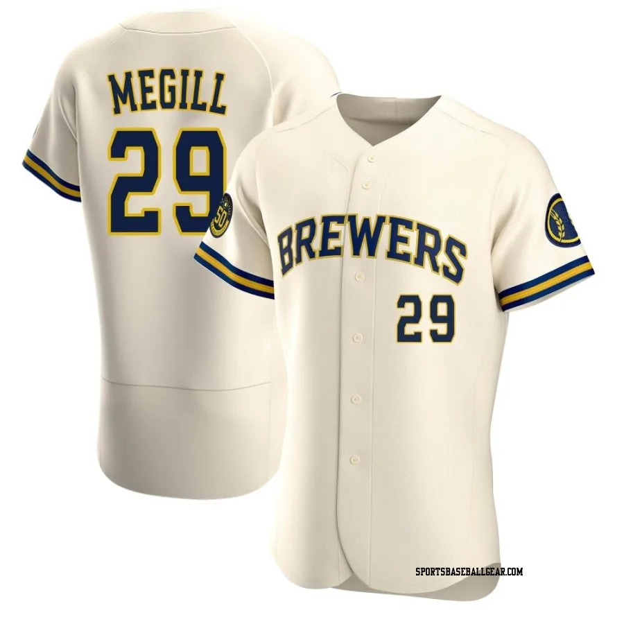 Trevor Megill Men's Milwaukee Brewers Cream Authentic Home Jersey