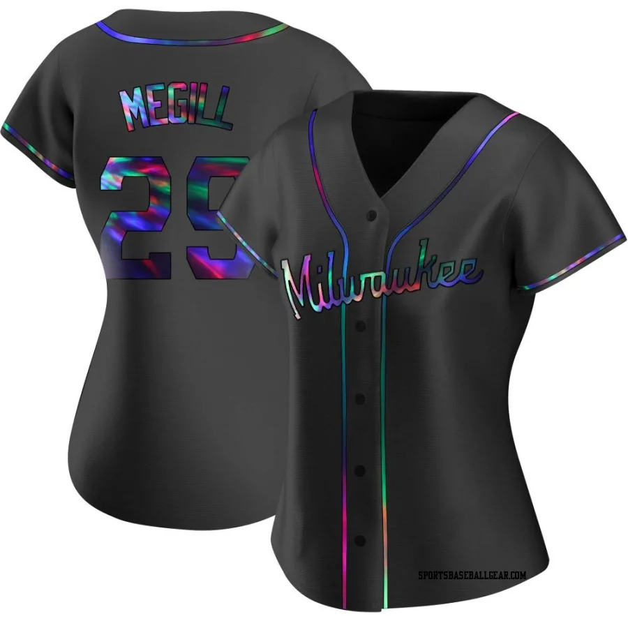 Trevor Megill Women's Milwaukee Brewers Black Holographic Replica Alternate Jersey