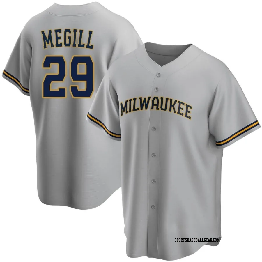 Trevor Megill Youth Milwaukee Brewers Gray Replica Road Jersey