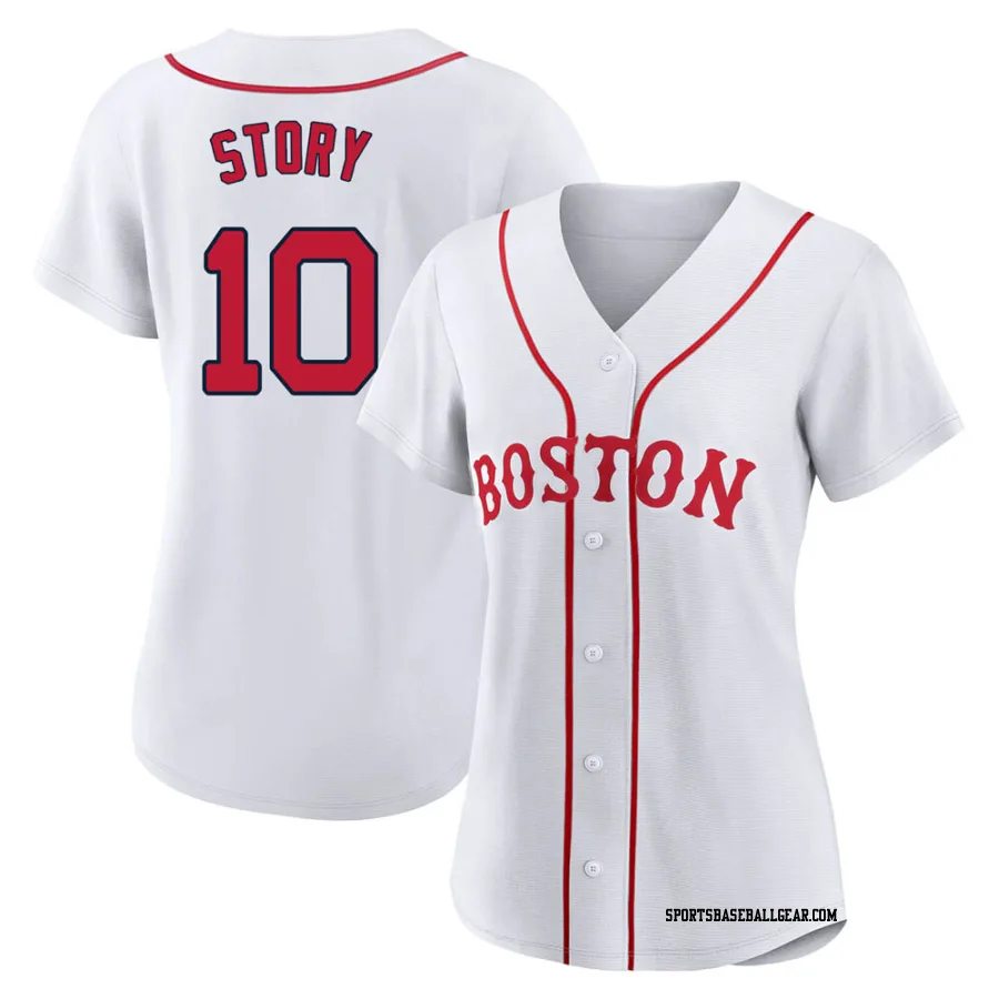 Trevor Story Women's Boston Red Sox White Authentic 2021 Patriots' Day Jersey