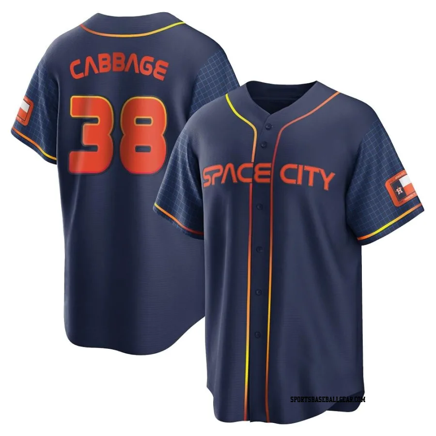 Trey Cabbage Youth Houston Astros Navy Replica 2022 City Connect Jersey