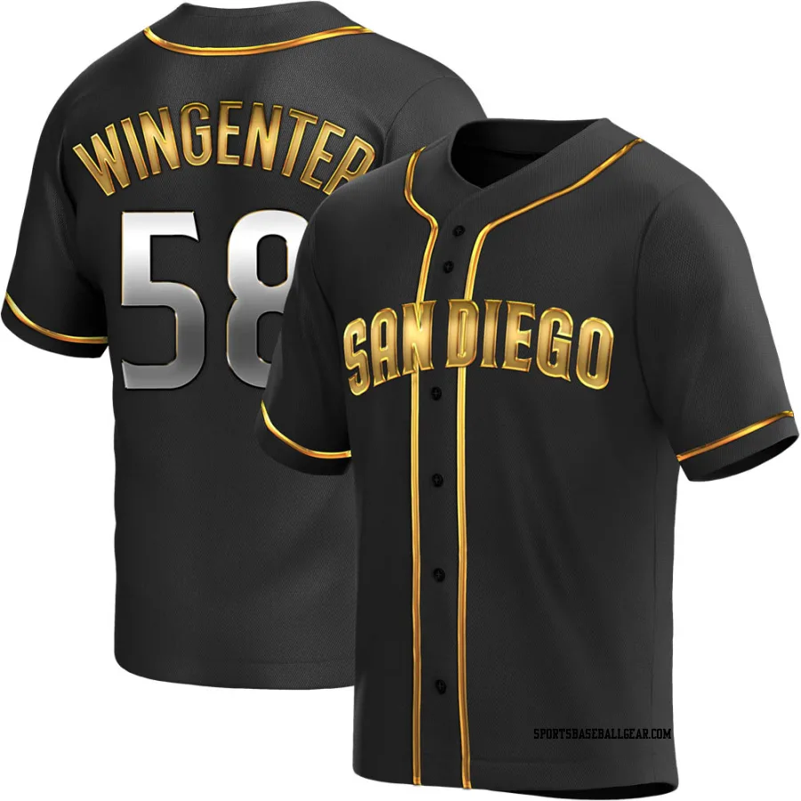Trey Wingenter Youth San Diego Padres Black Golden Replica Alternate Jersey