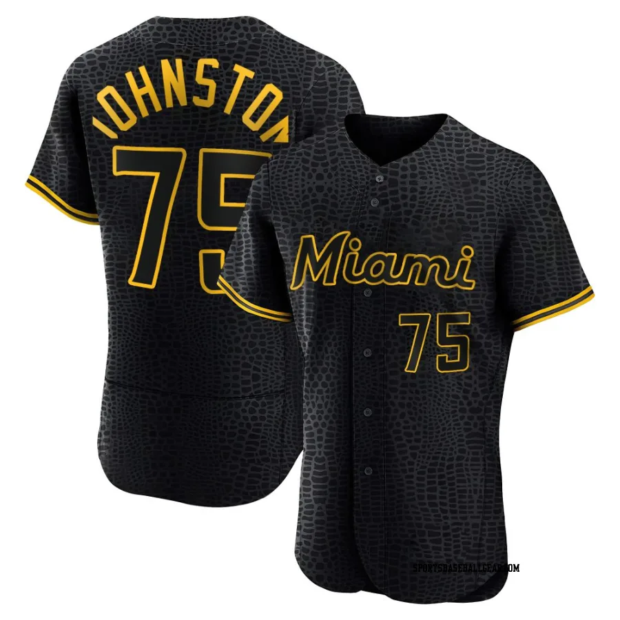 Troy Johnston Men's Miami Marlins Black Authentic Snake Skin City Jersey
