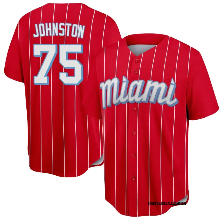 Troy Johnston Men's Miami Marlins Red Replica 2021 City Connect Jersey