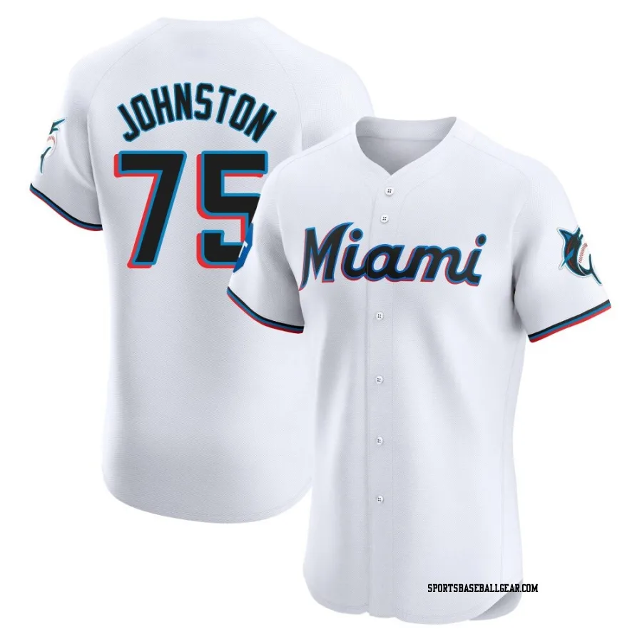 Troy Johnston Men's Miami Marlins White Elite Home Patch Jersey