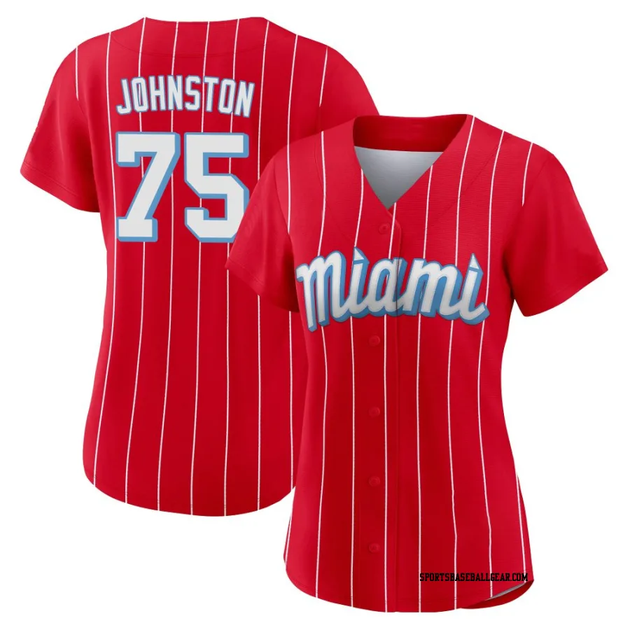 Troy Johnston Women's Miami Marlins Red Replica 2021 City Connect Jersey