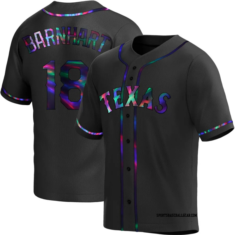 Tucker Barnhart Men's Texas Rangers Black Holographic Replica Alternate Jersey