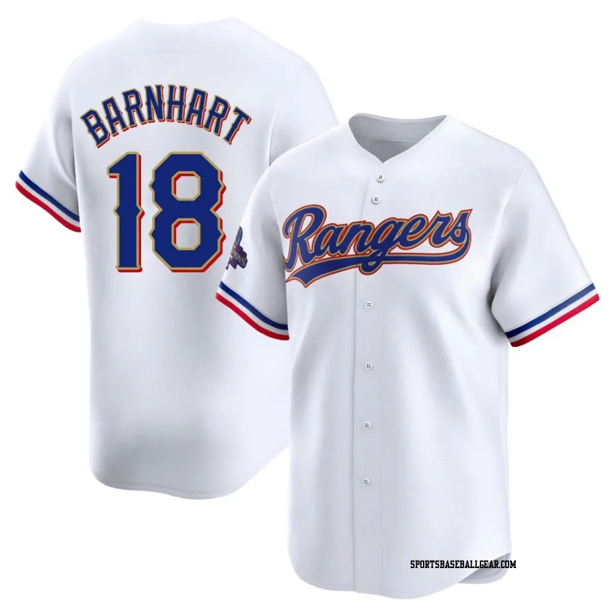 Tucker Barnhart Men's Texas Rangers Gold Limited White 2024 Collection Jersey