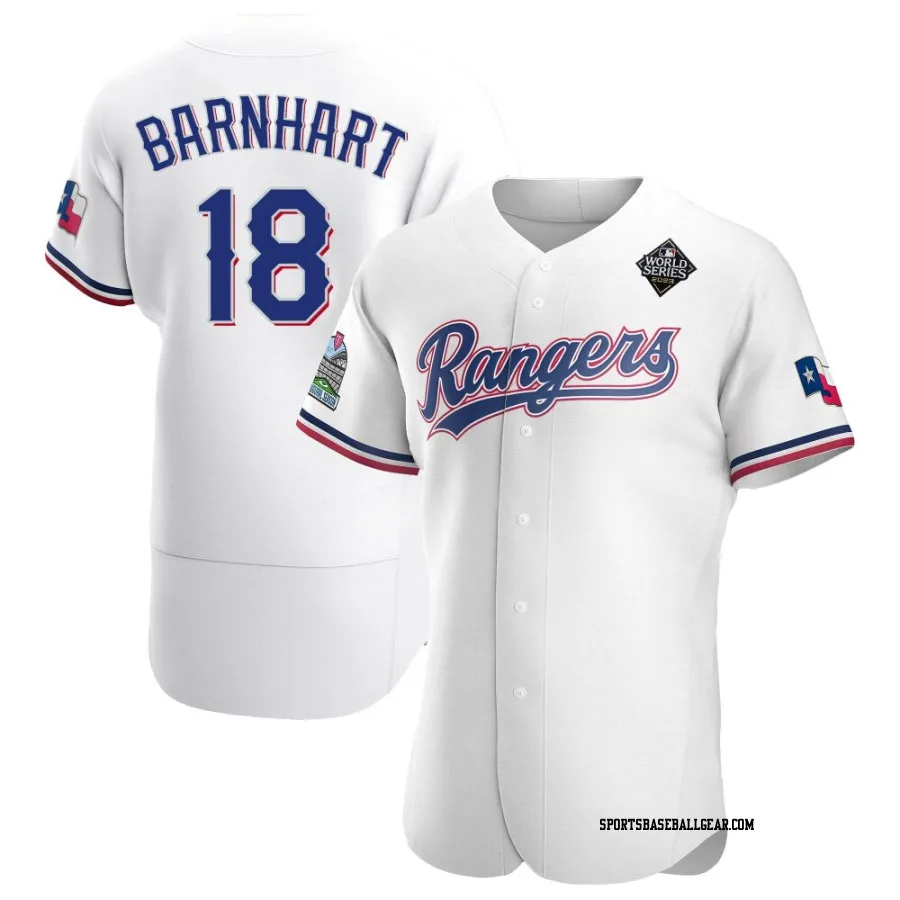 Tucker Barnhart Men's Texas Rangers White Authentic Home 2023 World Series Jersey