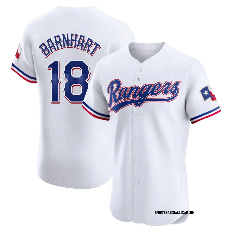 Tucker Barnhart Men's Texas Rangers White Elite Home Jersey