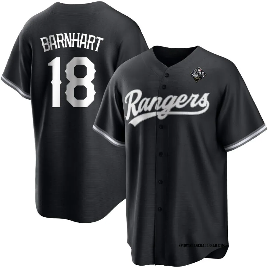 Tucker Barnhart Men's Texas Rangers White Replica Black 2023 World Series Jersey