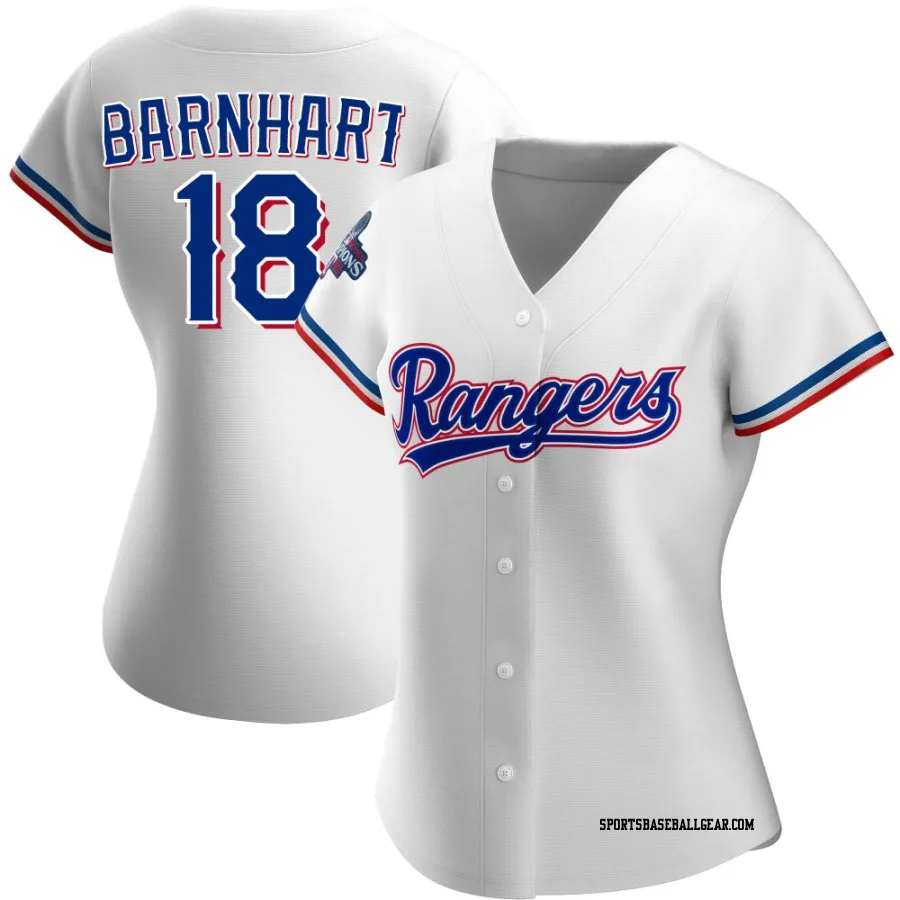 Tucker Barnhart Women's Texas Rangers White Replica Home 2023 World Series Champions Jersey