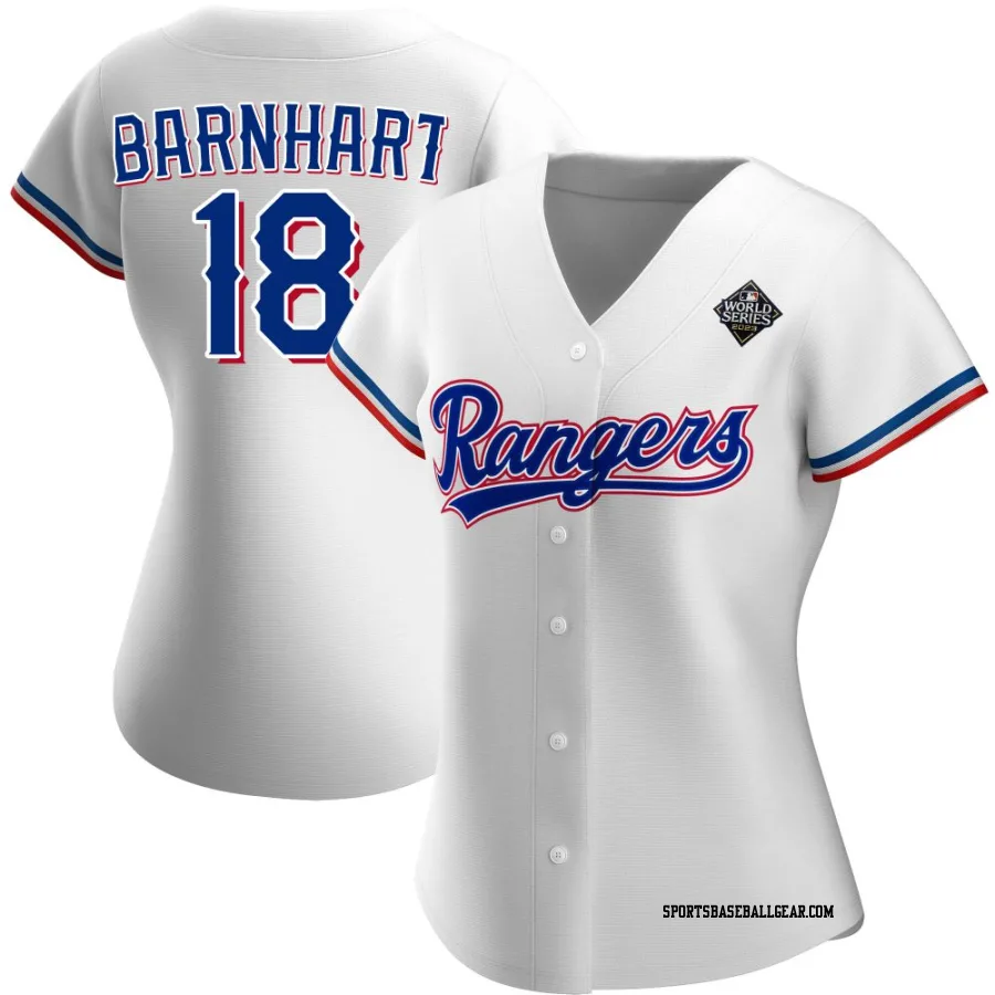 Tucker Barnhart Women's Texas Rangers White Replica Home 2023 World Series Jersey