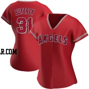 Ty Buttrey Women's Los Angeles Angels Red Replica Alternate Jersey