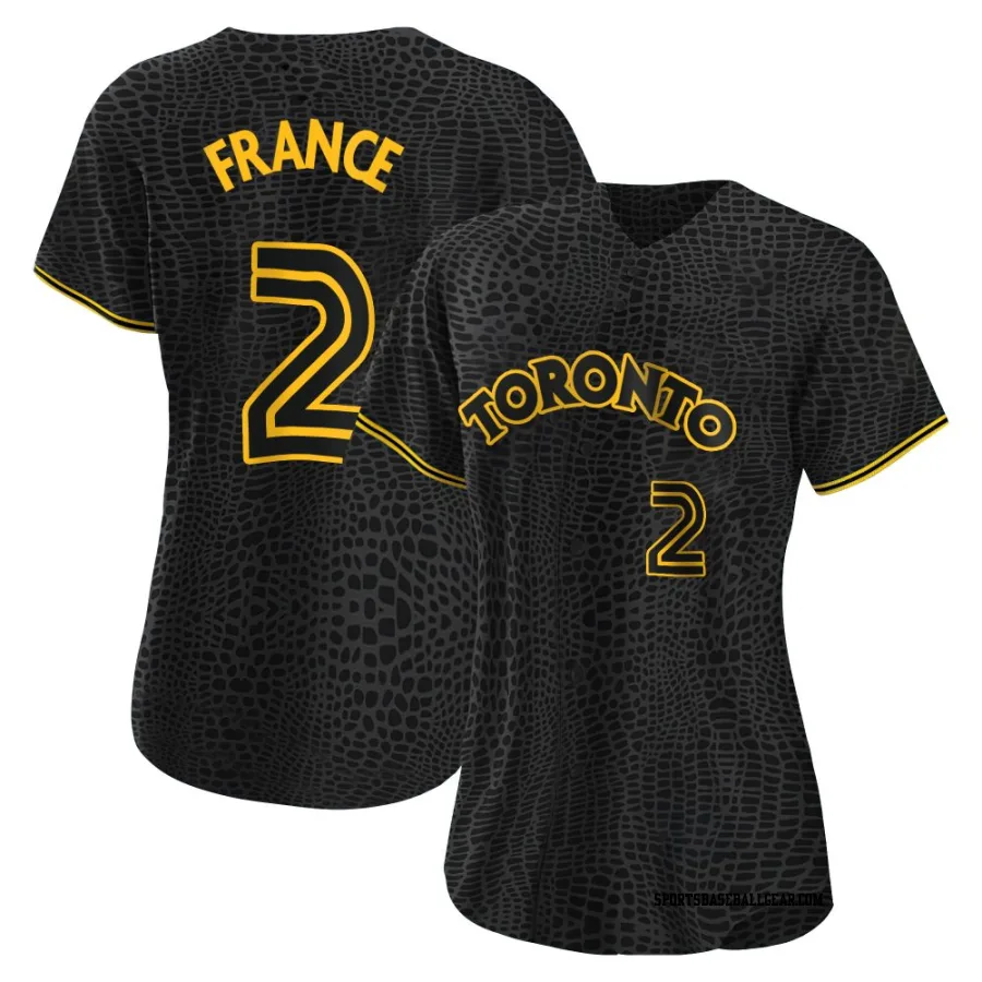 Ty France Women's Toronto Blue Jays Black Authentic Snake Skin City Jersey