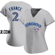 Ty France Women's Toronto Blue Jays Gray Authentic Road Jersey