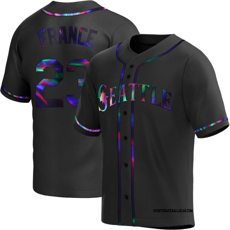 Ty France Youth Seattle Mariners Black Holographic Replica Alternate Jersey