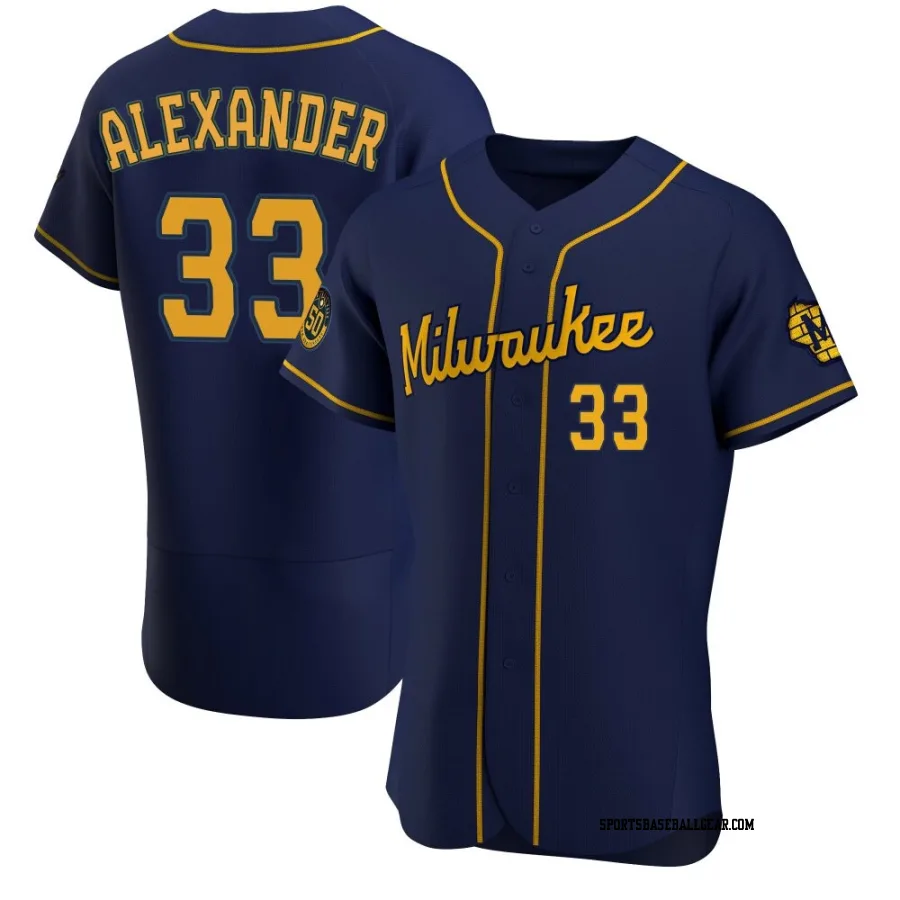 Tyler Alexander Men's Milwaukee Brewers Navy Authentic Alternate Jersey