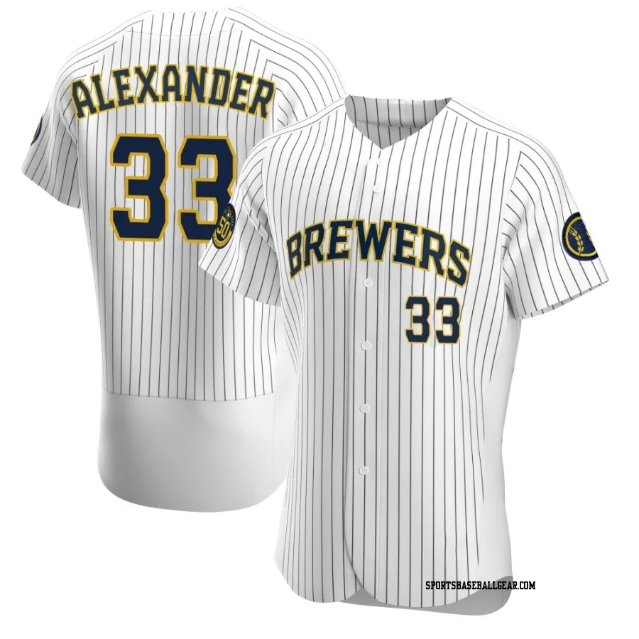 Tyler Alexander Men's Milwaukee Brewers White Authentic Alternate Jersey